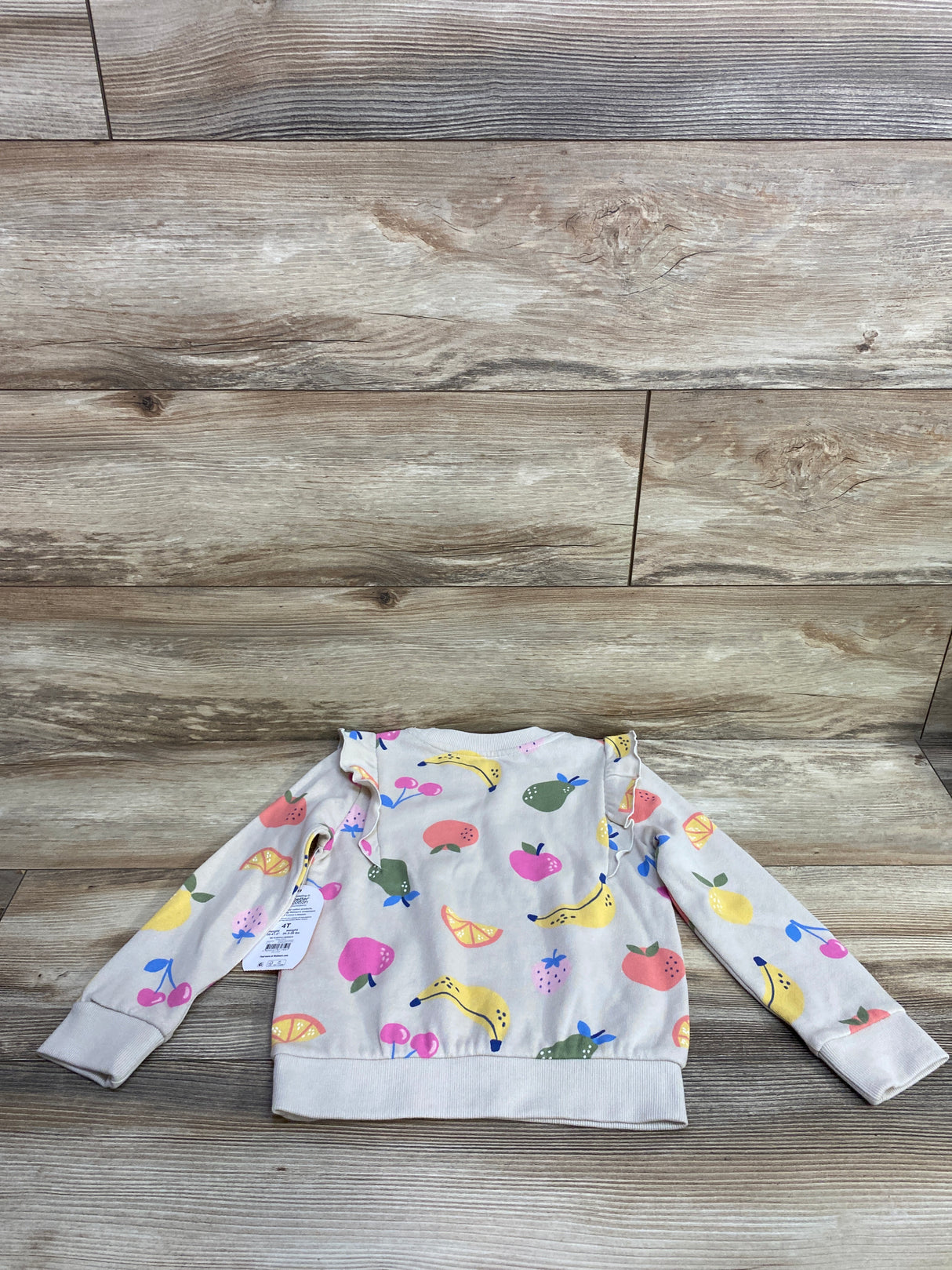 NEW Wonder Nation Fruit Pull Over Sweatshirt Tan sz 4T