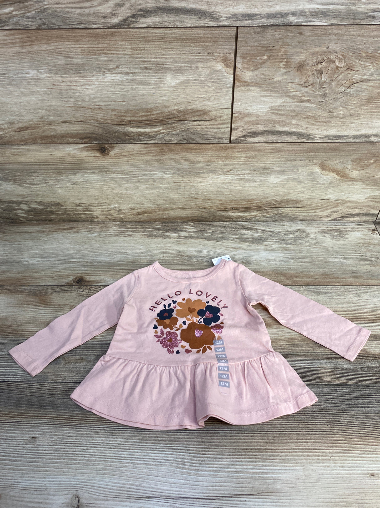 NEW Carter's Hello Lovely Floral Peplum Top Pink sz 12m