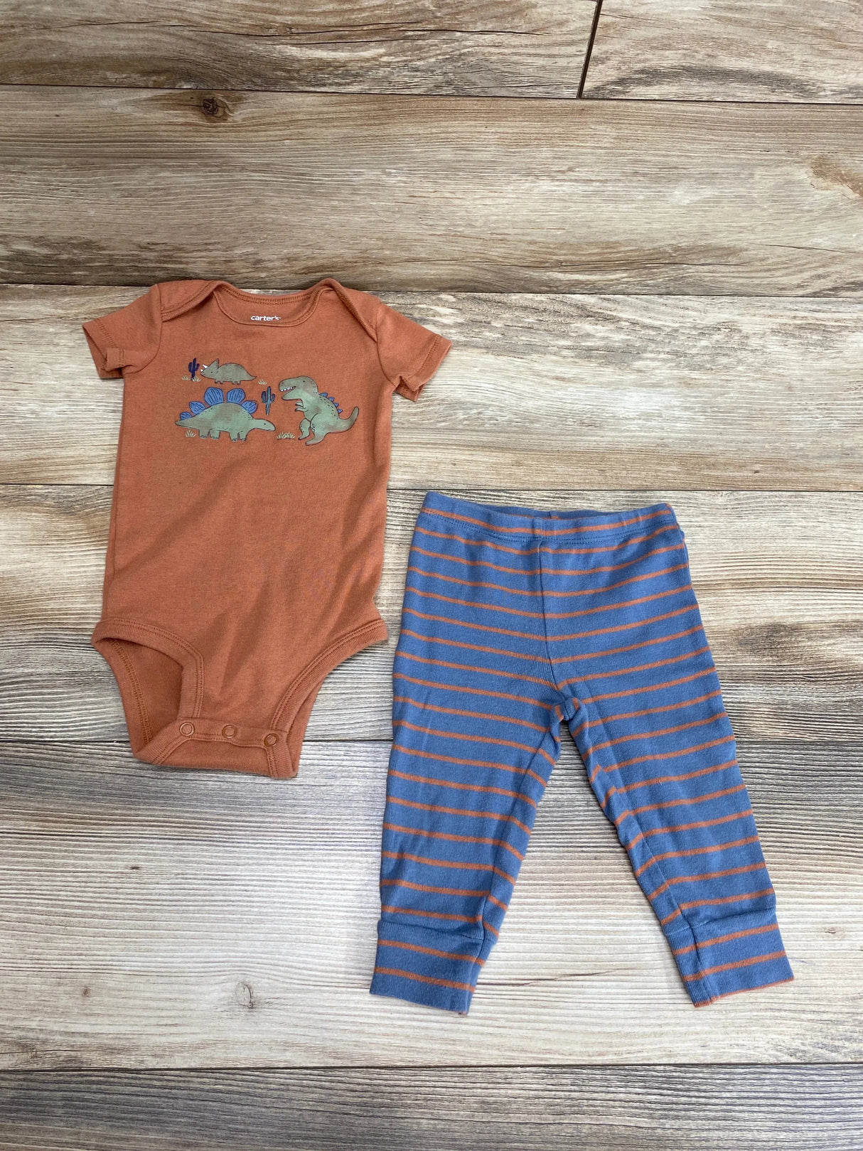 Carter's 2pc Dino Bodysuit & Pants Brown sz 9m