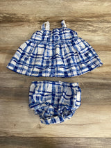 Baby Gap 2pc Plaid Top & Bloomers White/Blue sz 18-24m