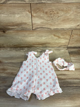 RZ by Rachel Zoe 2pc Gauze Romper & Headband Set White sz 3-6m