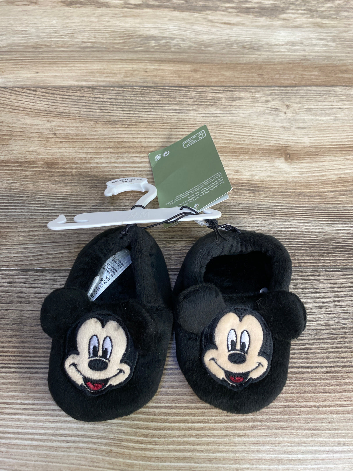 NEW H&M Disney Mickey Mouse Slippers Black sz 1-2c