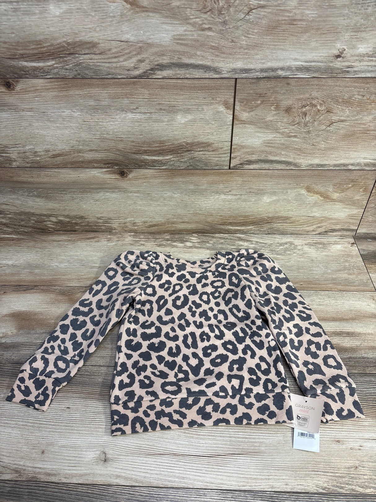 NEW Grayson Mini Leopard Print Puff Sleeve Shirt Brown sz 4T