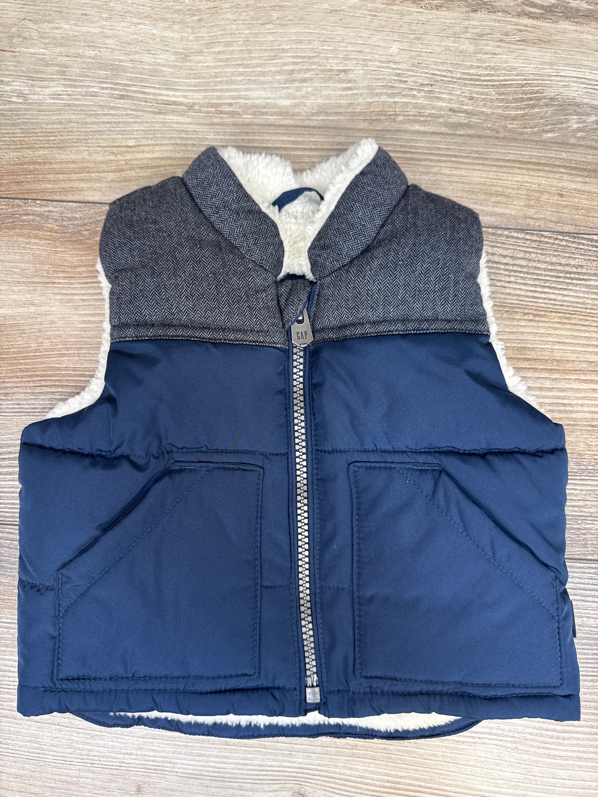 Baby Gap ColdControl Max Sherpa Lined Puffer Vest Navy sz 0-6m
