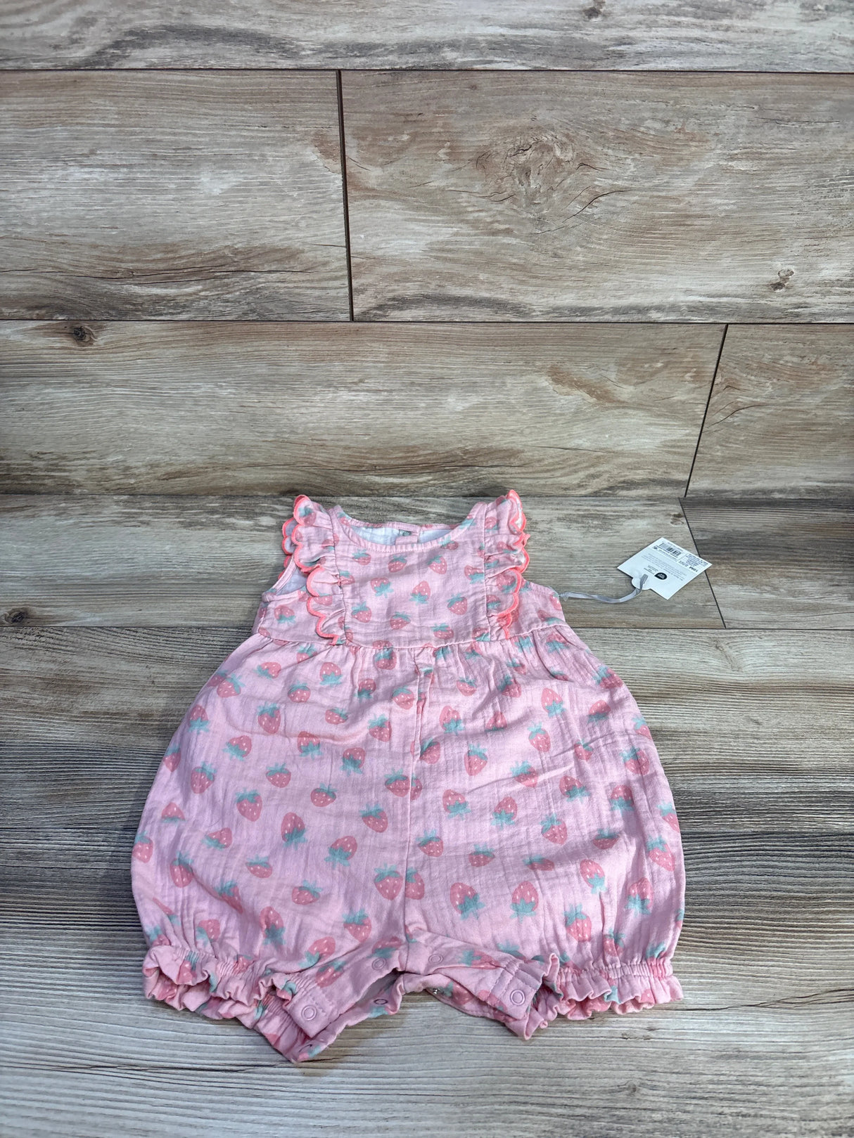 NEW Cloud Island Strawberry Scallop Tank Romper Pink sz 18m
