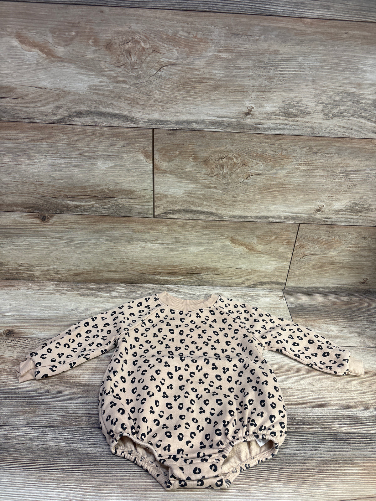 Old Navy Leopard Print Sweatshirt Bubble Romper Tan sz 18-24m