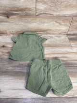 Old Navy 2pc Double Wave Polo Shirt & Shorts Green sz 6-12m