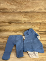 NEW DKNY 3pc Hooded Vest, Bodysuit, & Footed Pants Set Blue sz 6-9m