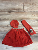Corduroy Skirt & Pompom Scarf & Beret Hat Burnt Orange sz 12-18m
