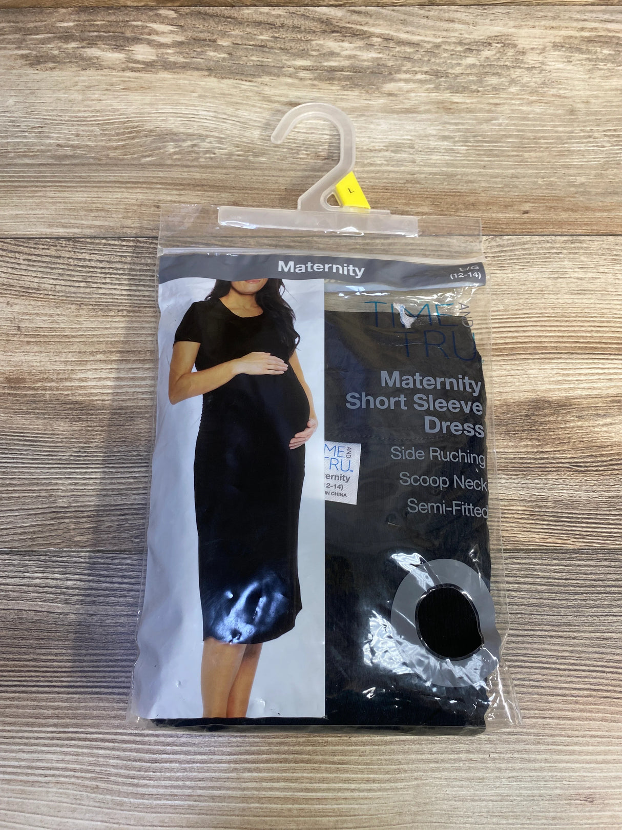 NEW Time & Tru Maternity Ribbed Short Sleeve Dress Black sz Large