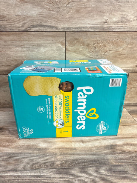 NEW Box of Pampers Swaddlers Sensitive Disposable Diapers 96ct. Size 1 - Me n Mommy To Be