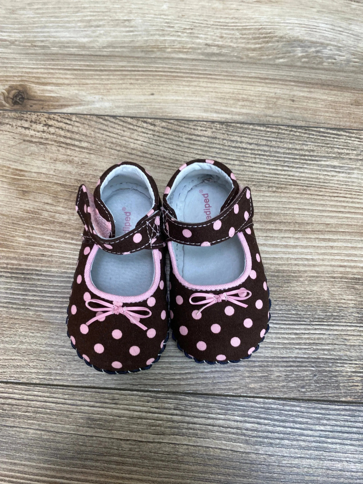 Pediped Grace Polka Dot Mary Jane Crib Shoes Brown sz 6-12m