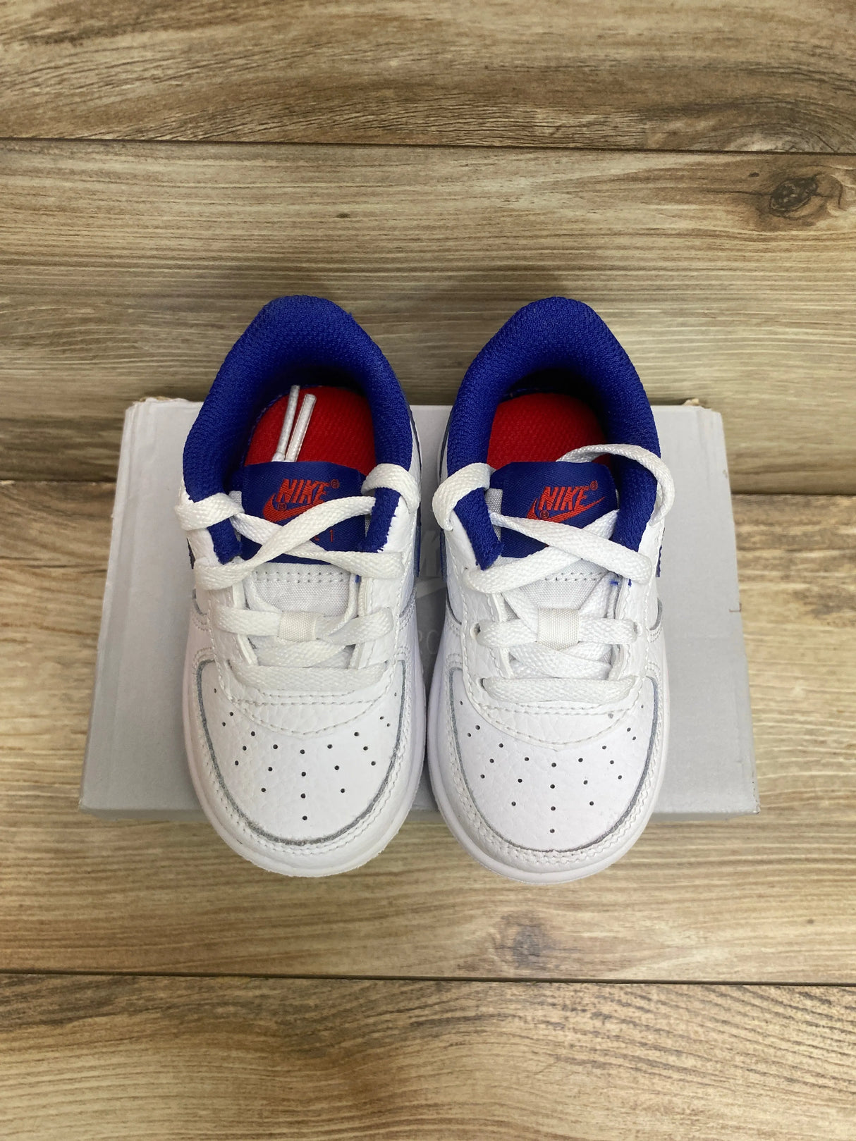 Nike Force 1 TD 'White Deep Royal Blue' Sneakers sz 5c