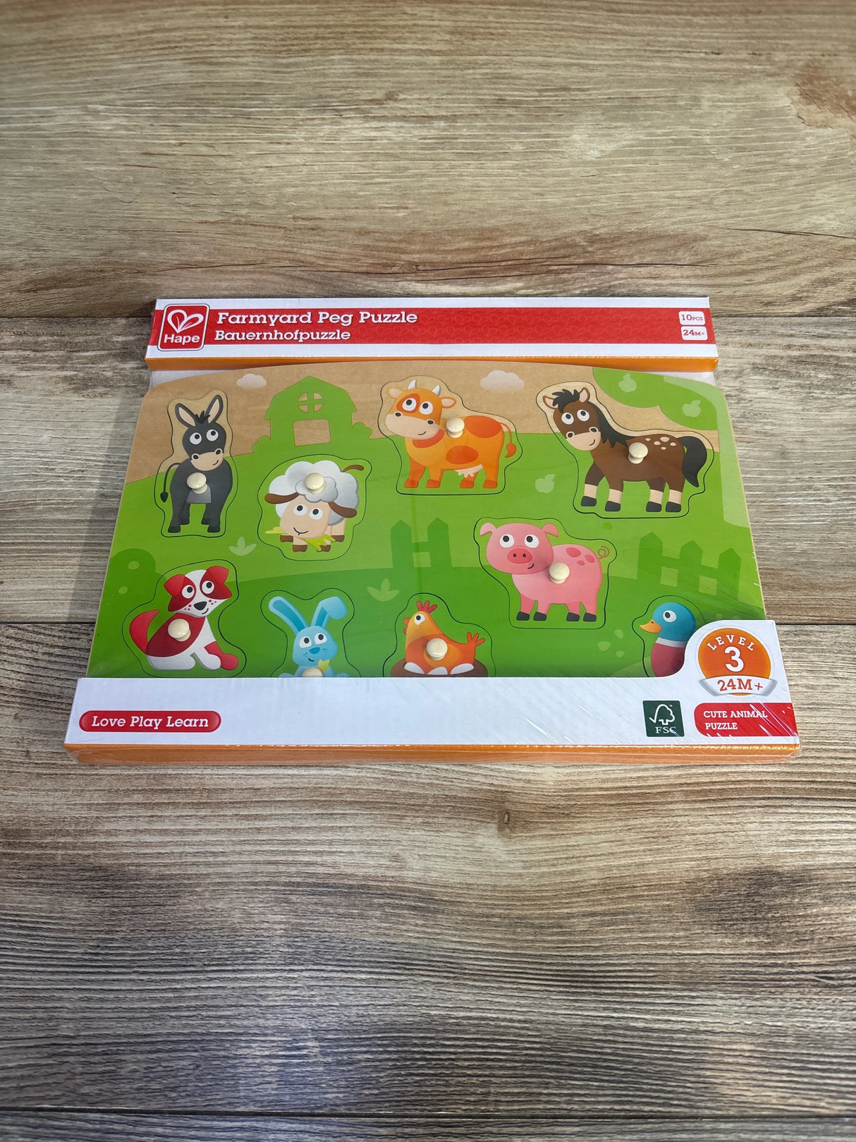 NEW Hape Farmyard Wooden Peg Puzzle, 10pc - Me n Mommy To Be