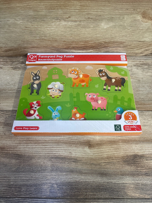 NEW Hape Farmyard Wooden Peg Puzzle, 10pc - Me n Mommy To Be