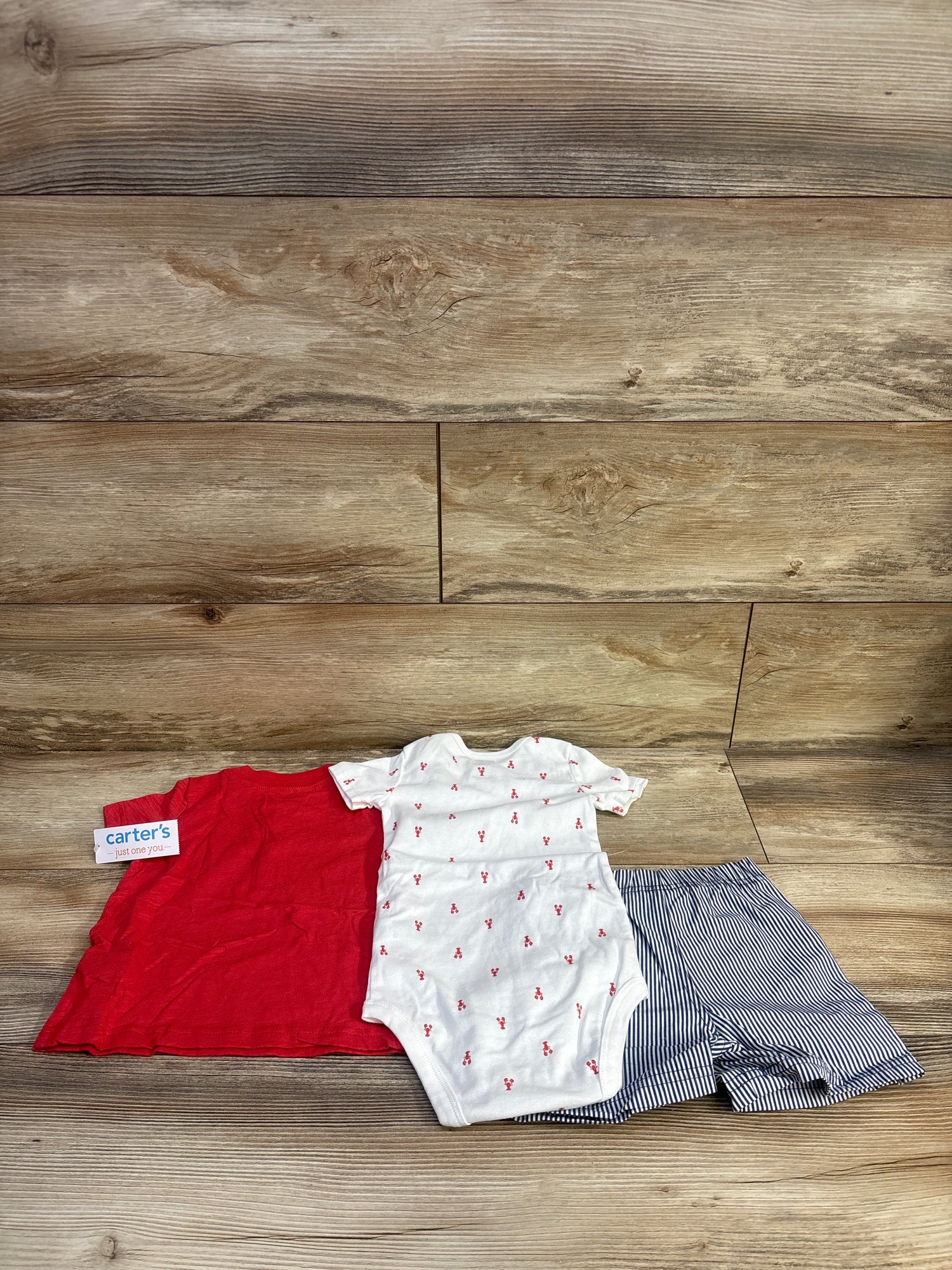NEW Just One You 3pc Henley Shirt & Bottoms Set Red sz 18m