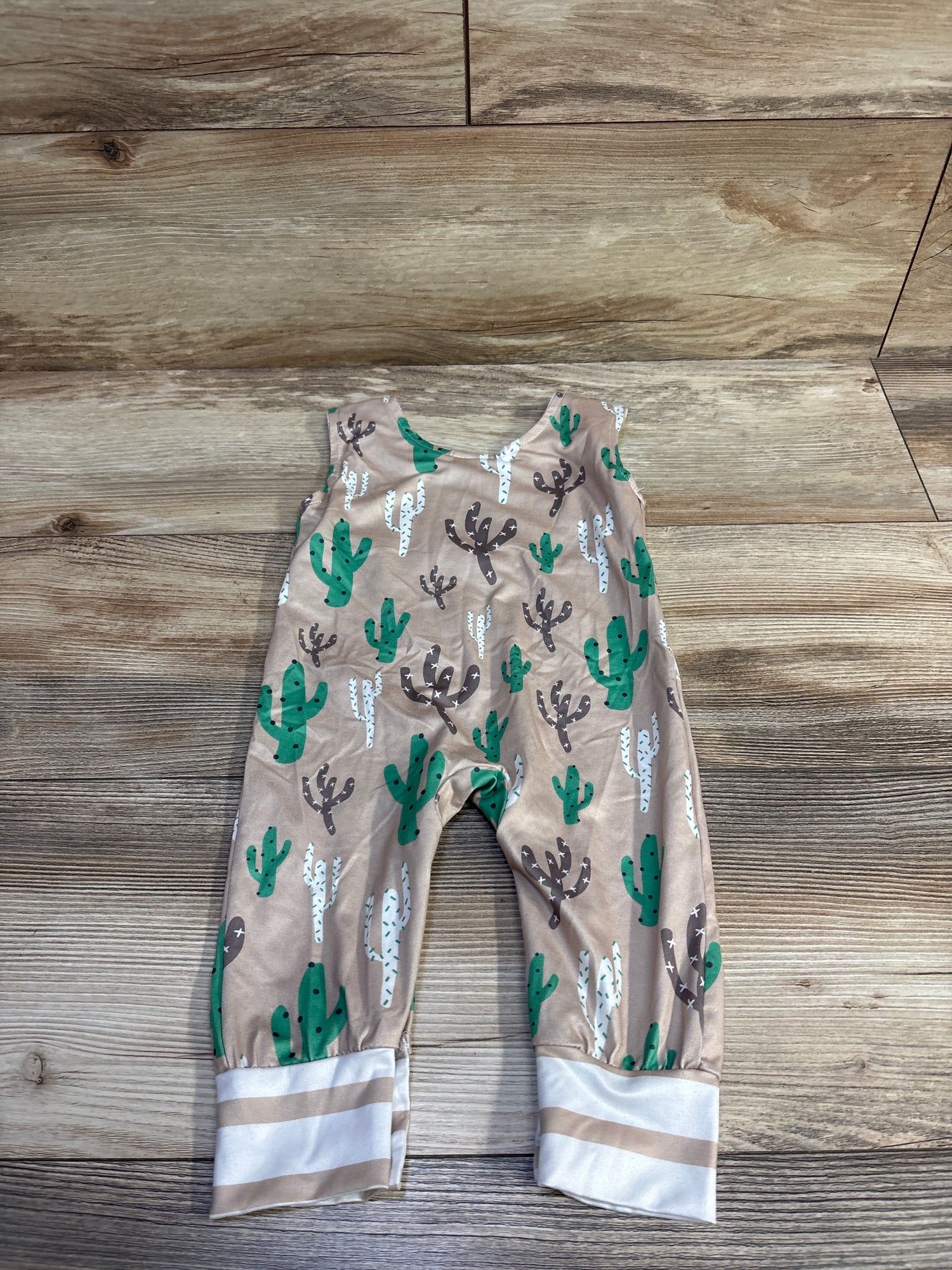 Cactus Print Sleeveless Jumpsuit Tan sz 3-6m
