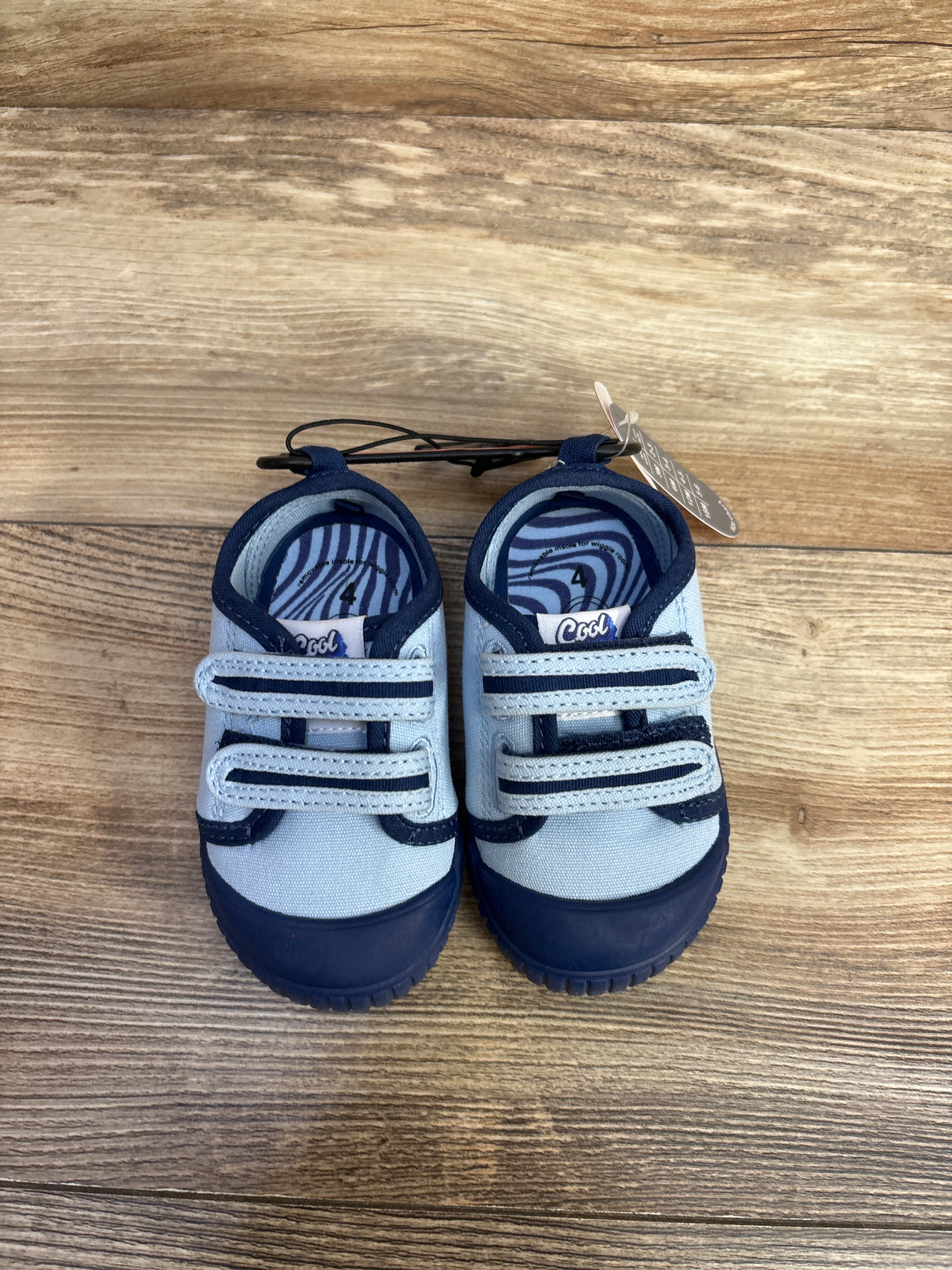 NEW Wonder Nation Two-Strap Bump Toe Sneakers Blue sz 4c