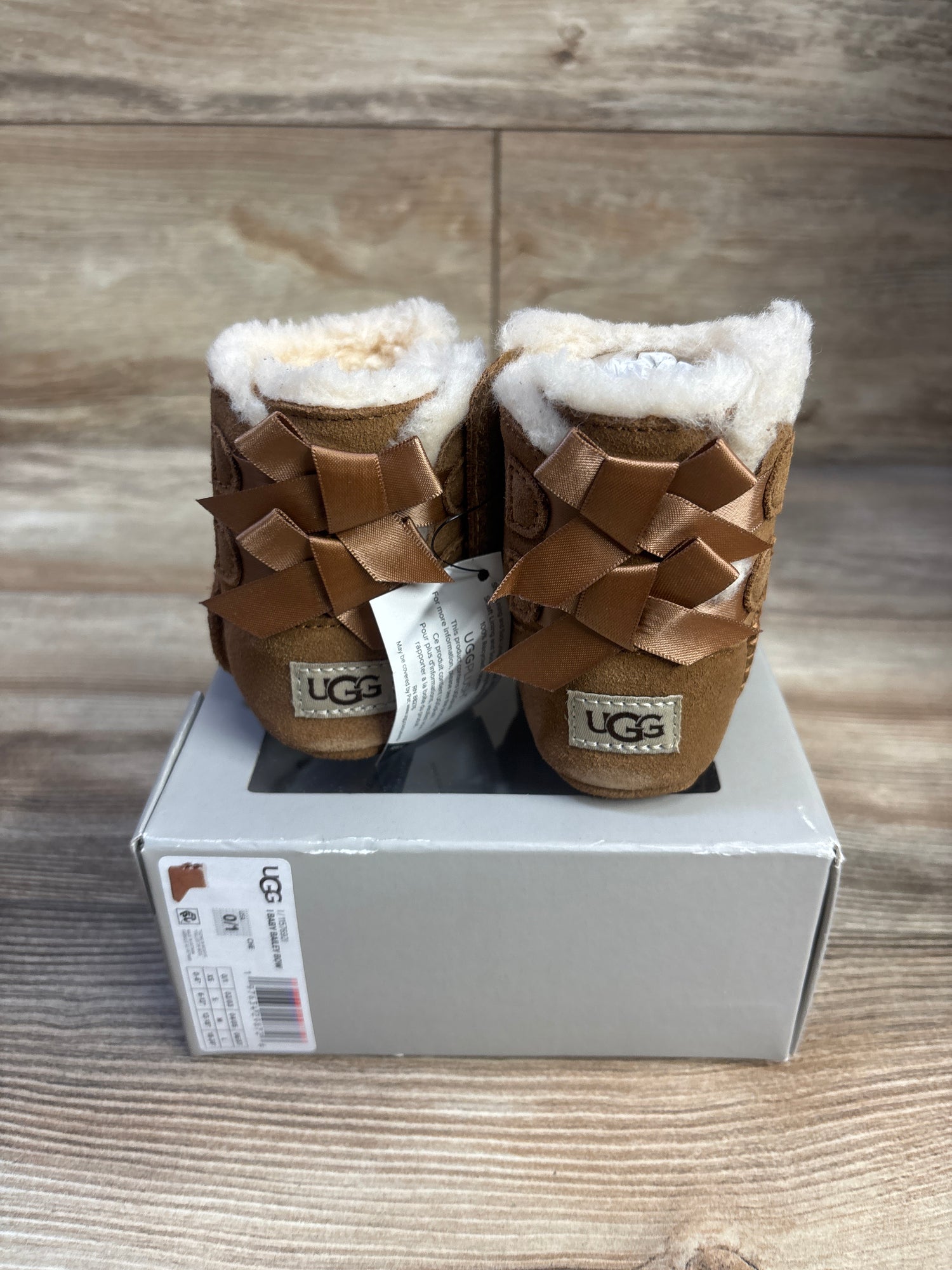 NEW Ugg Baby Bailey Bow I Soft Sole Boots Chestnut sz 0/1c