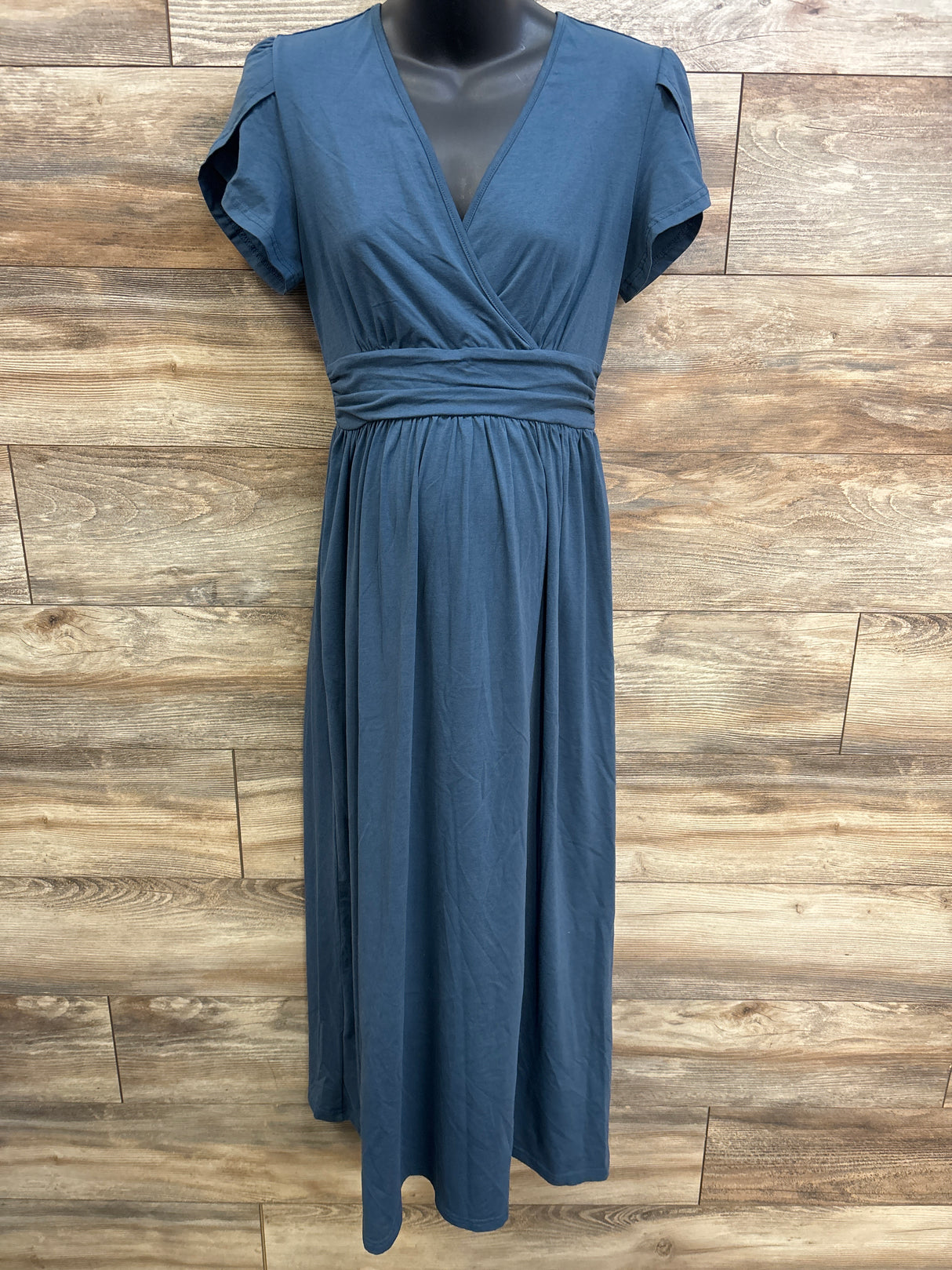 Maternity V-Neck Maxi Dress Blue sz Medium