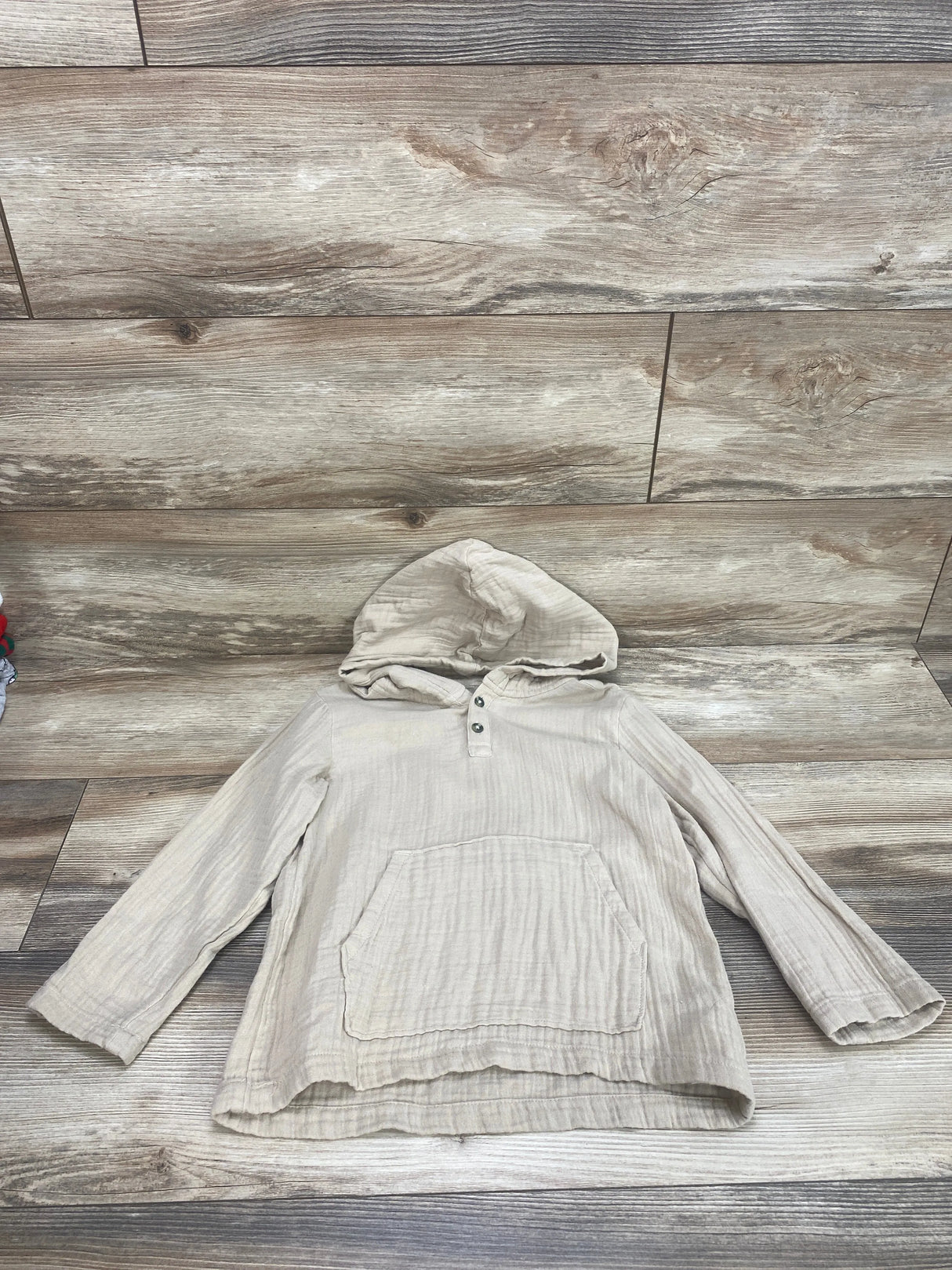 Old Navy Hooded Muslin Shirt Beige sz 5T