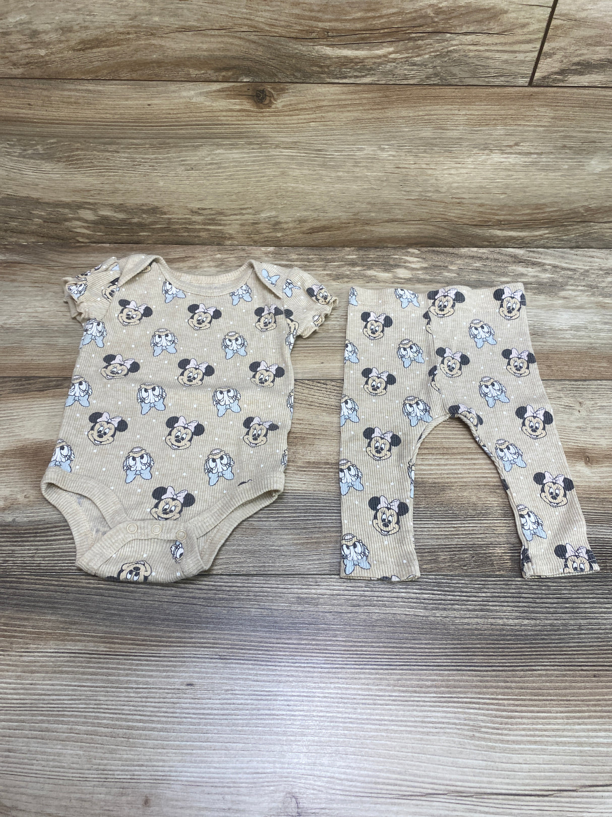 Disney Baby 2pc Minnie & Daisy Bodysuit & Leggings Beige sz 3-6m