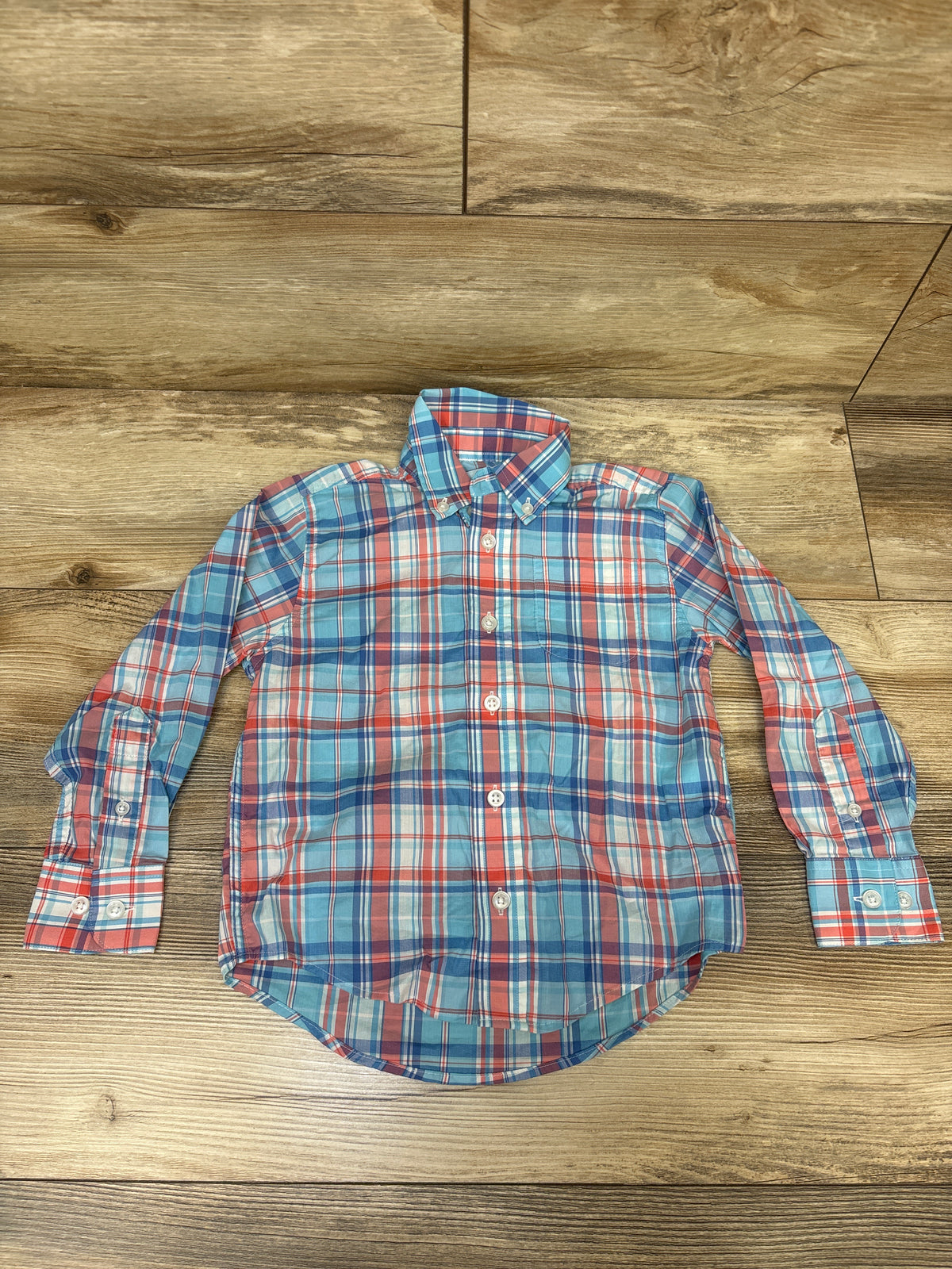 Class Club Plaid Button-Down Shirt Blue sz 4/5T