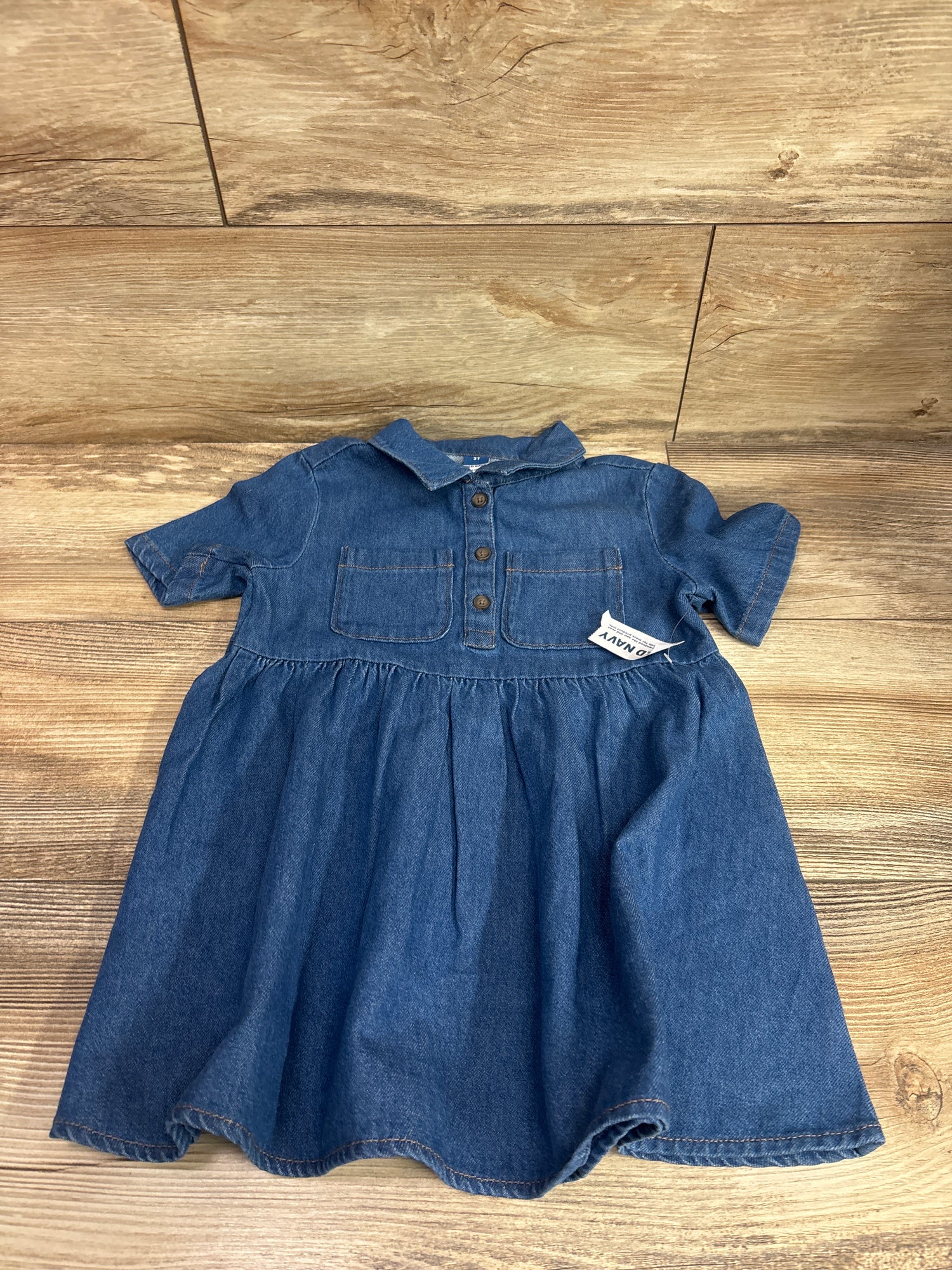 NEW Old Navy Short Sleeve Denim Shirt Dress Blue sz 3T