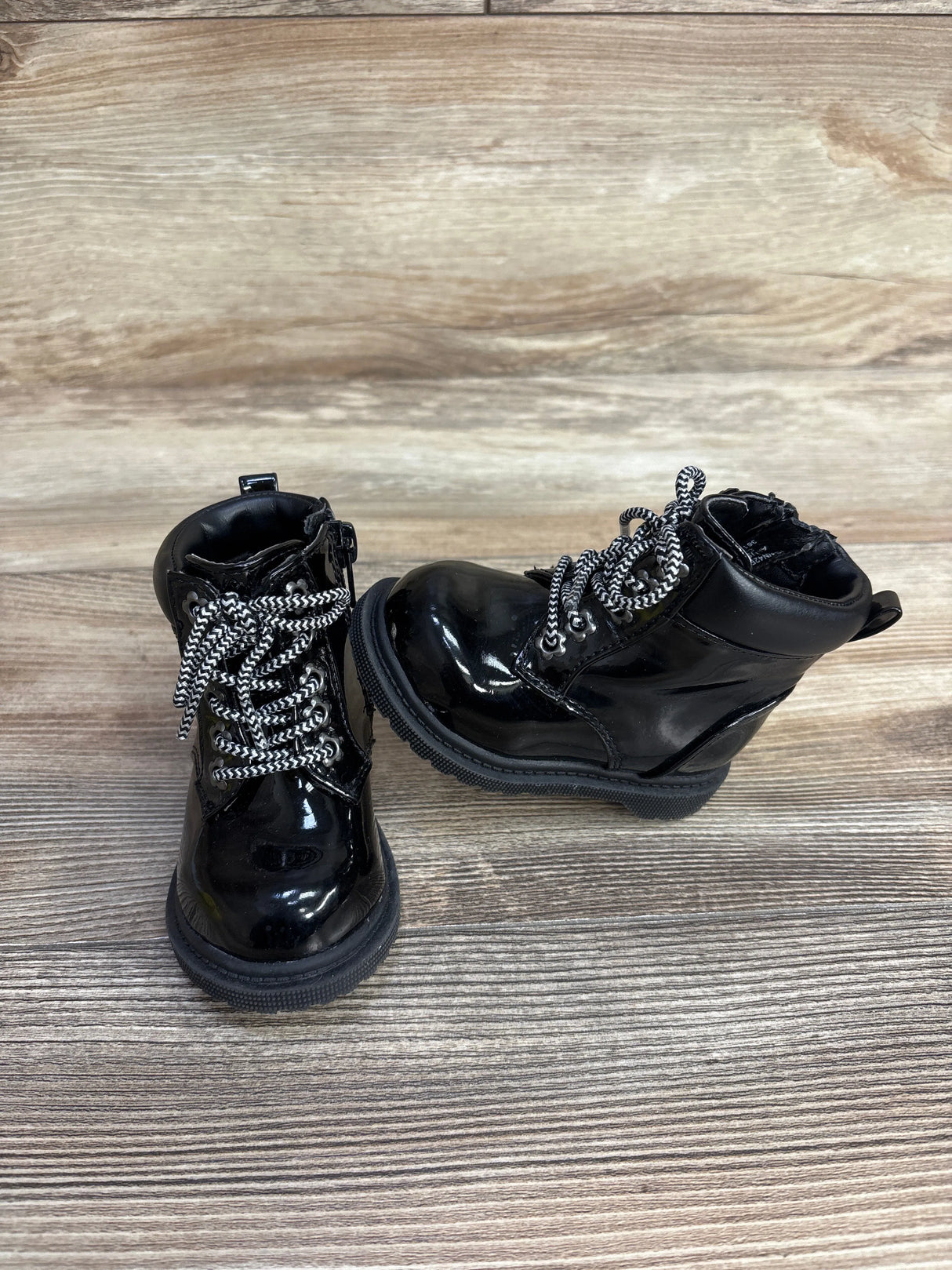 Wonder Nation Patent Leather Combat Boots Black sz 3c