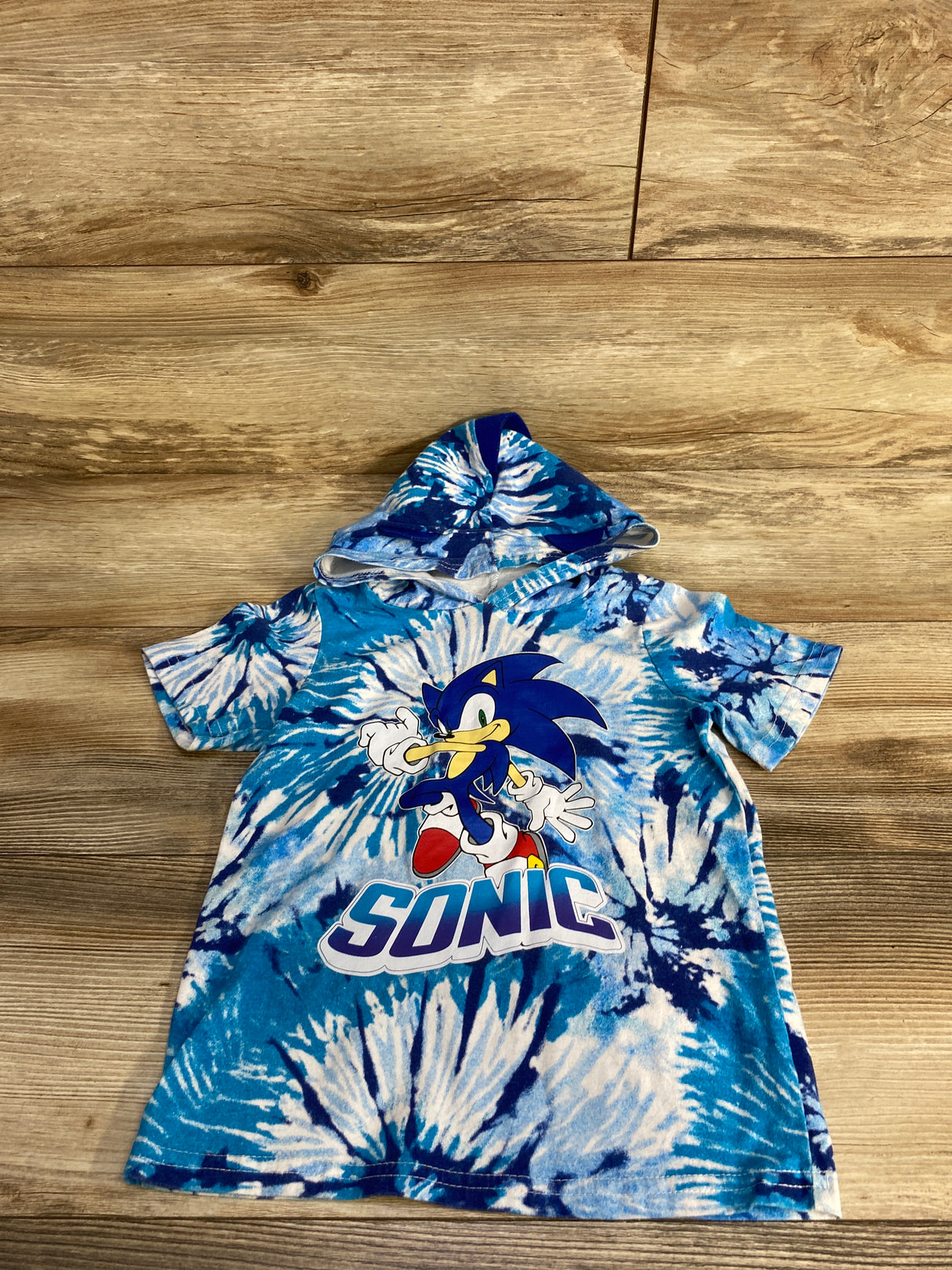 Sonic The Hedgehog Tie-Dye Hooded Shirt Blue sz 5T