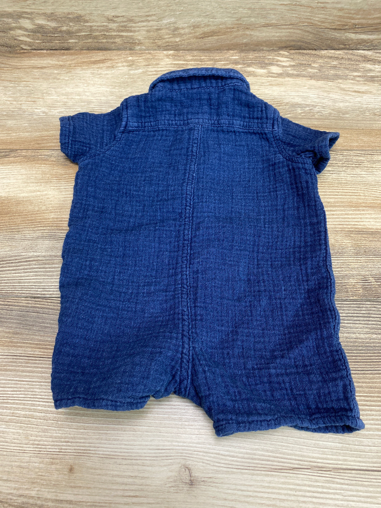 Baby Gap Crinkle Gauze Henley Shortie Romper Blue sz 3-6m