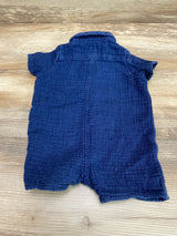 Baby Gap Crinkle Gauze Henley Shortie Romper Blue sz 3-6m