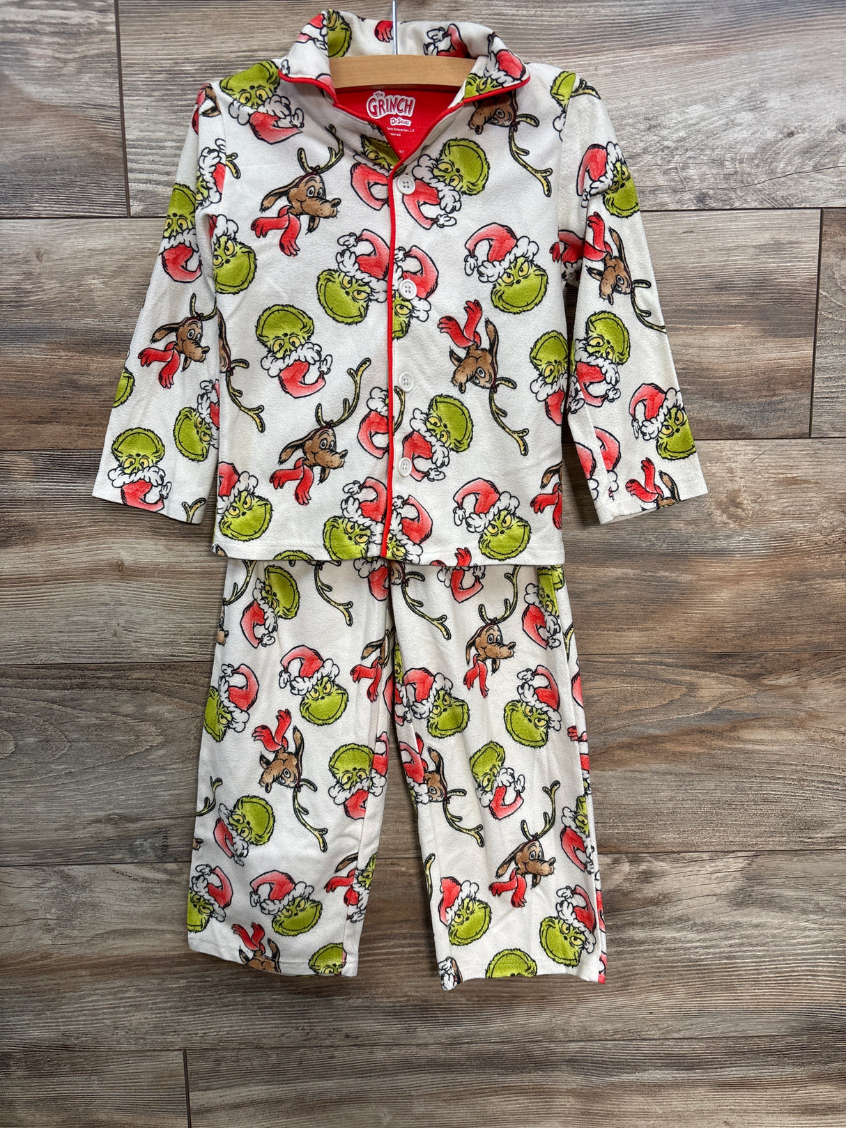 The Grinch Dr Suess 2pc Pajama Set Ivory sz 4T
