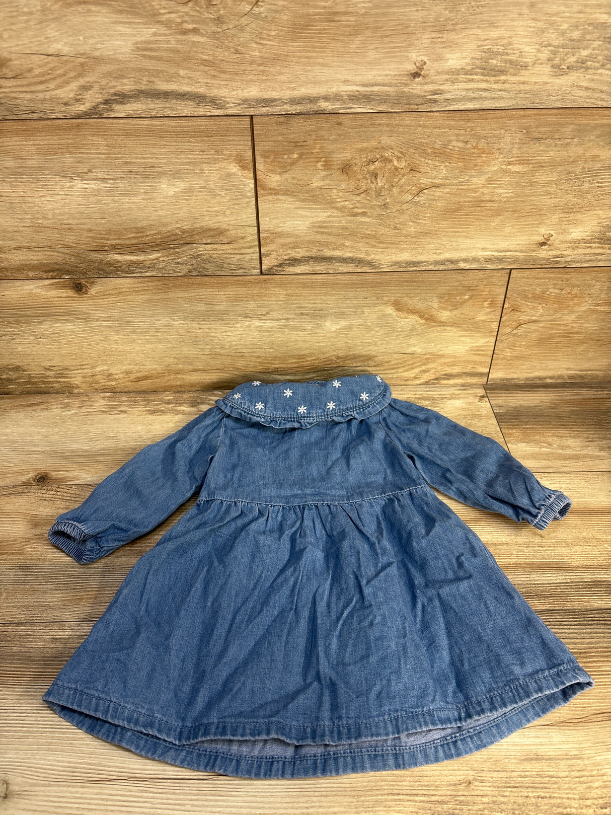 Cat & Jack Chambray Collar Embroidered Dress Blue sz 2T