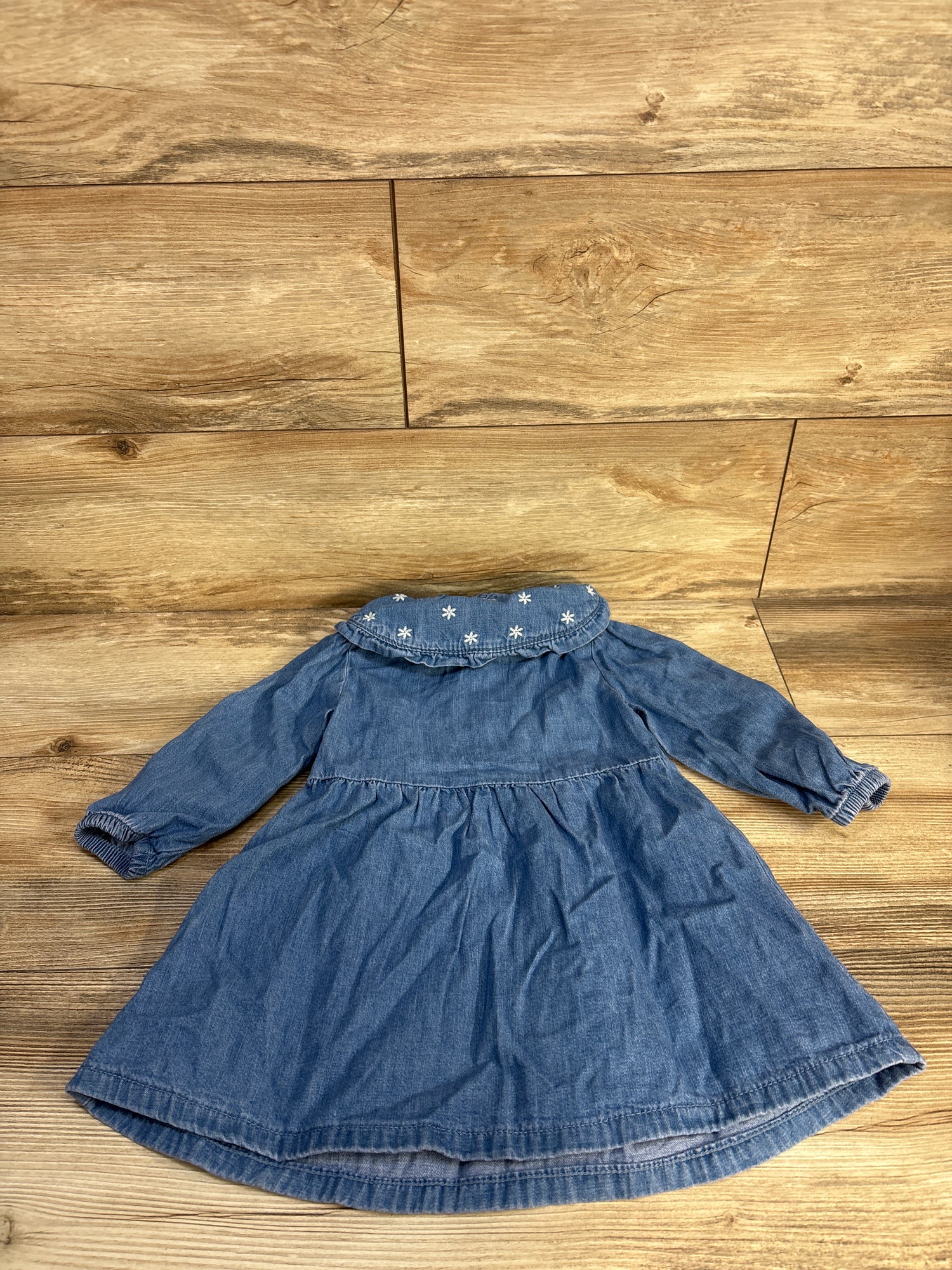 Cat & Jack Chambray Collar Embroidered Dress Blue sz 2T