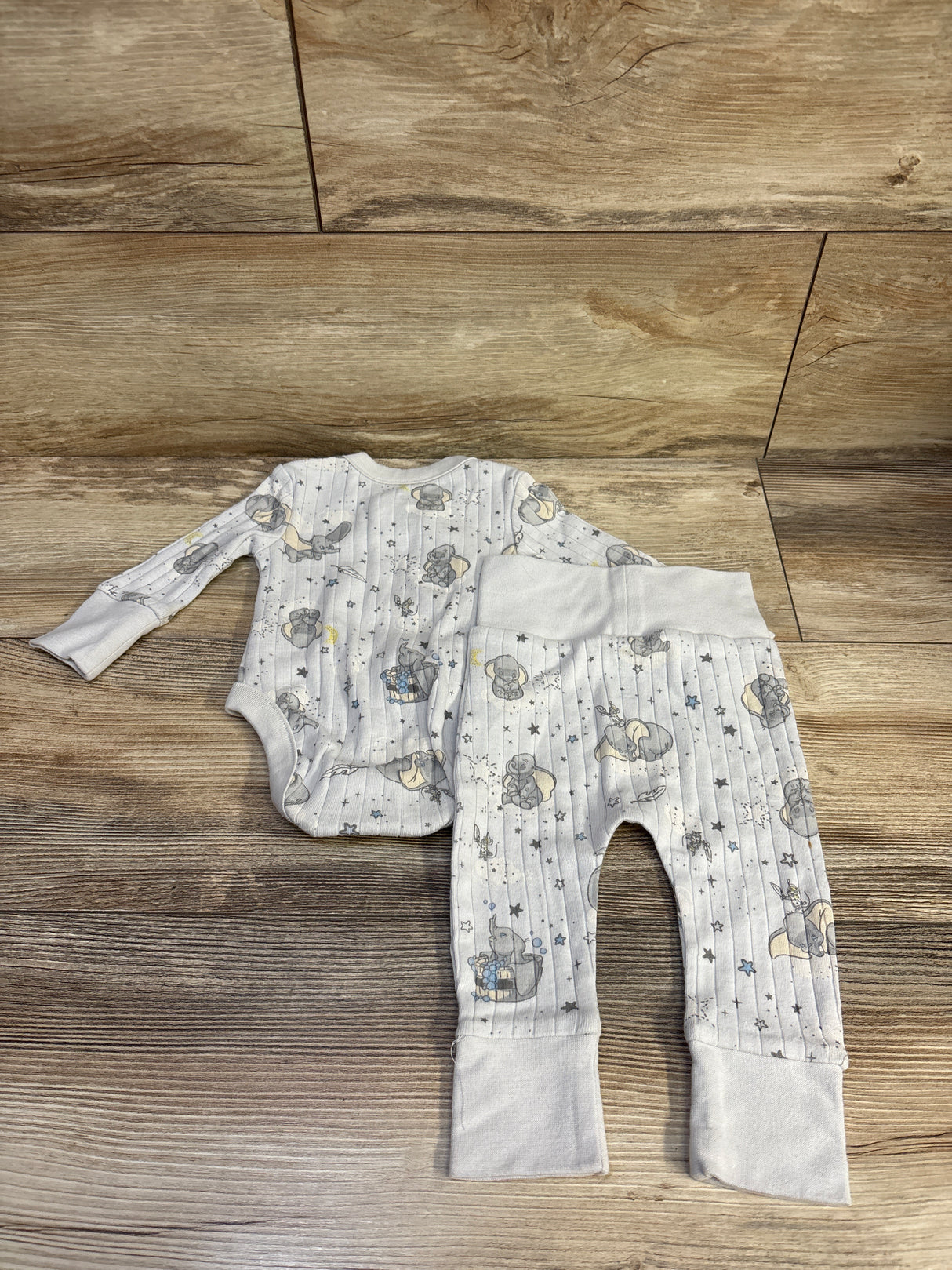 Disney Baby 2pc Dumbo Kimono Shirt & Pants Set Grey sz 0/3m