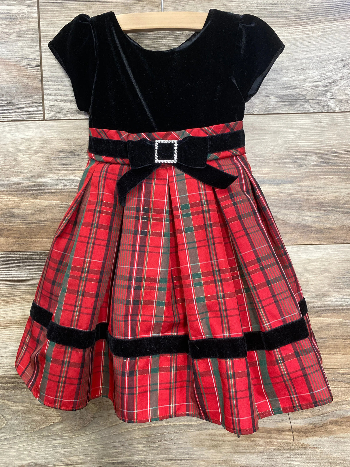 Sweat Heart Rose Velvet Plaid Special Occasion Dress Black sz 2T