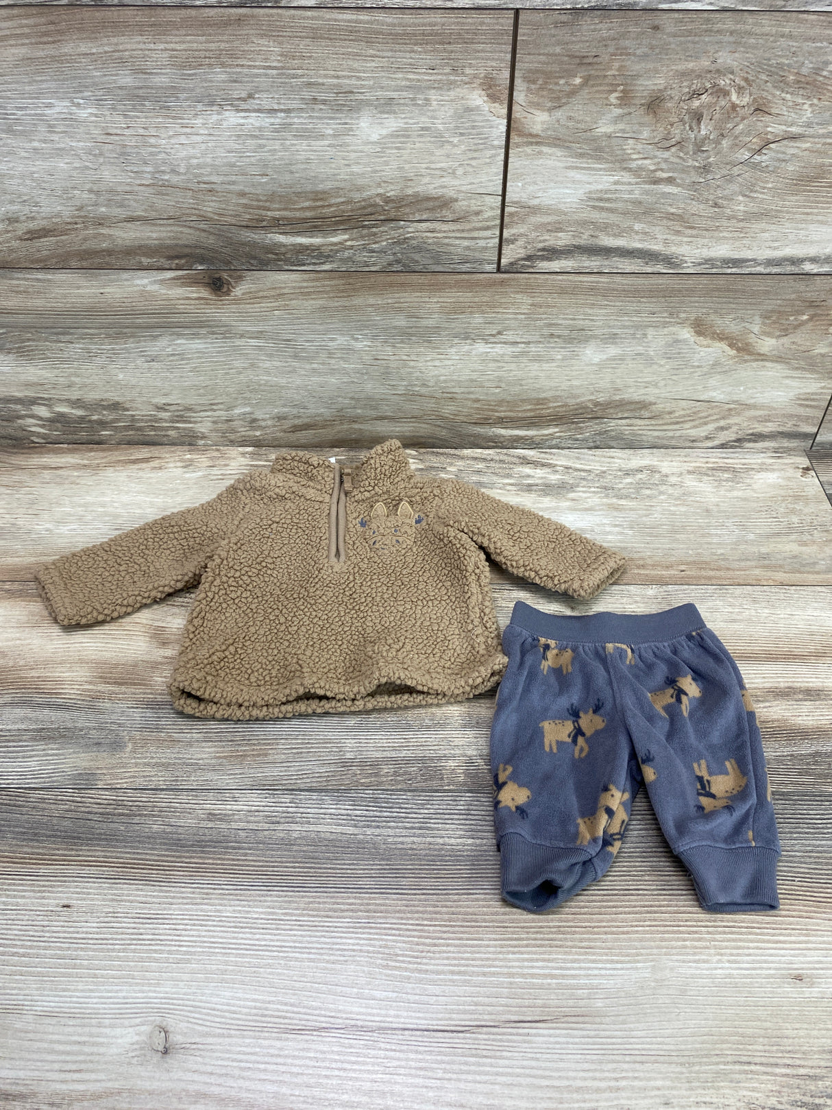 Just One You 2pc Sherpa Pullover & Joggers Brown sz Newborn