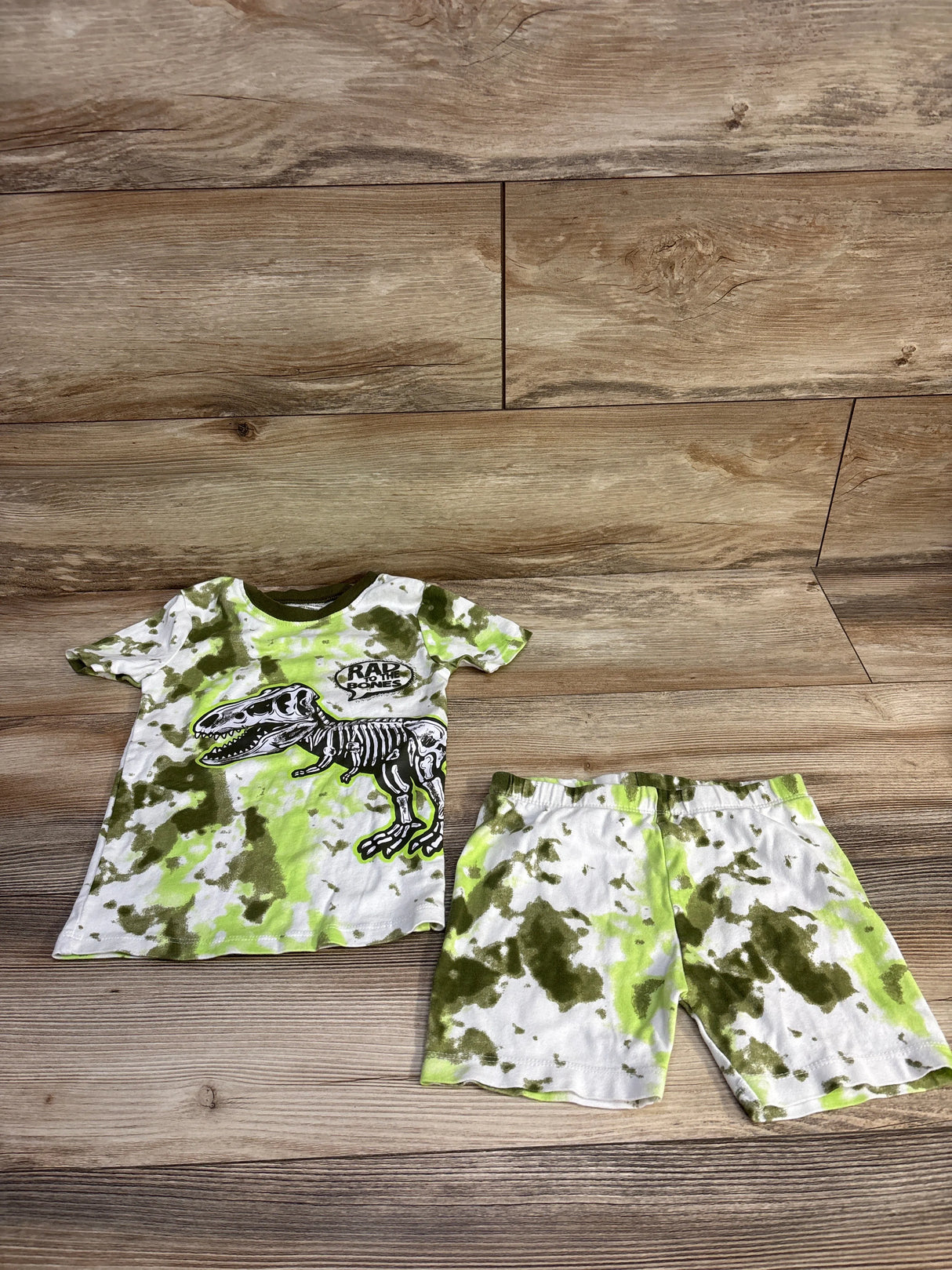 Member's Mark 2pc Rad To The Bones Pajama Set Green sz 5T