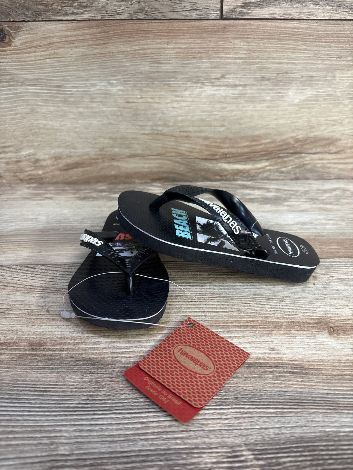 NEW Havaianas Flip Flops Beach & Surf Black sz 10c - Me n Mommy To Be