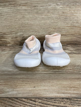 Striped Non-Slip Sock Shoes Pink/Grey sz 3c