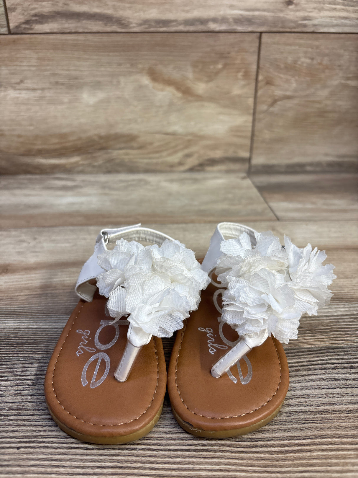 Bebe Chiffon Flower Sandal White sz 7c