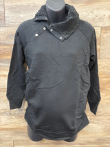 NEW Isabel Maternity Snap Sherpa Collar Sweatshirt Black sz Small