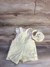 Little Lass 3pc Cat Shortall Set with Purse Yellow sz 24m
