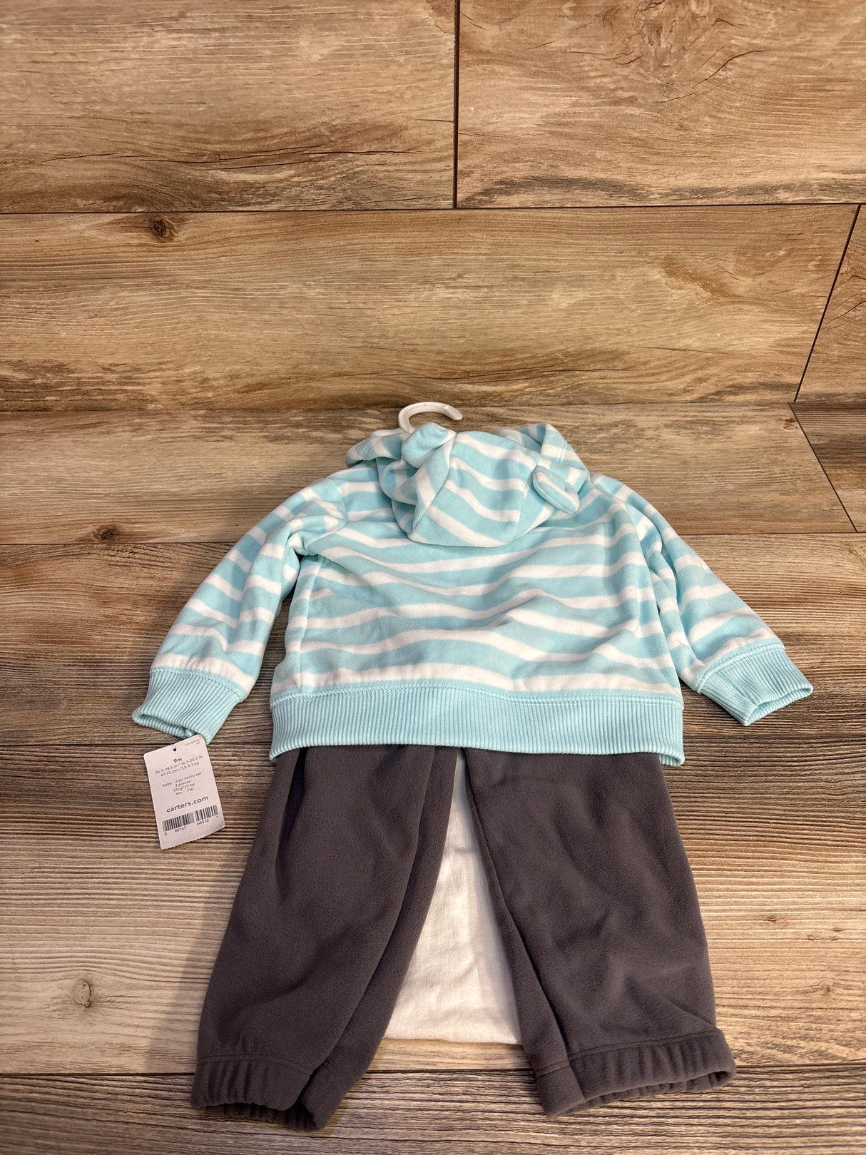 NEW Carter's 3pc Striped Full Zip Hoodie Set Blue sz 9m