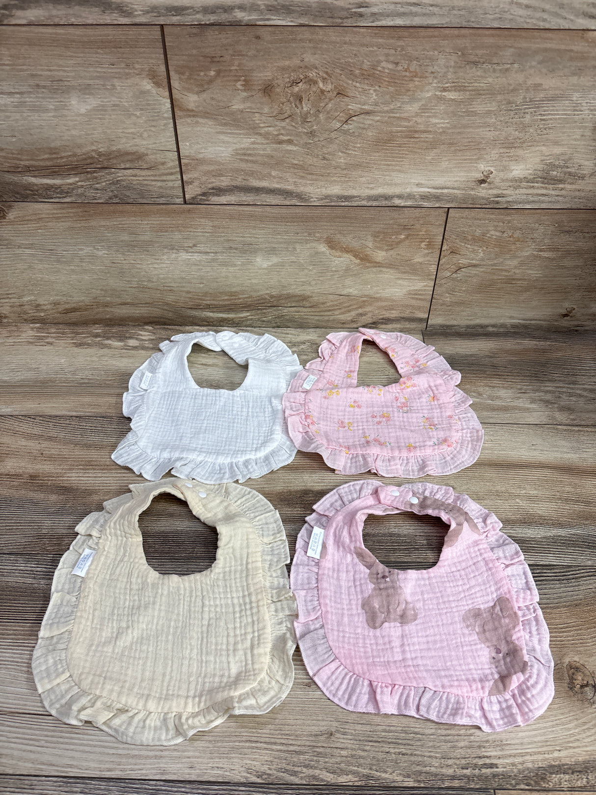 4pk Cotton Gauze Bibs Pink