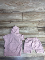 Little Bipsy Short Sleeve Hoodie & Harem Shorts Dusty Rose sz 2T-3T