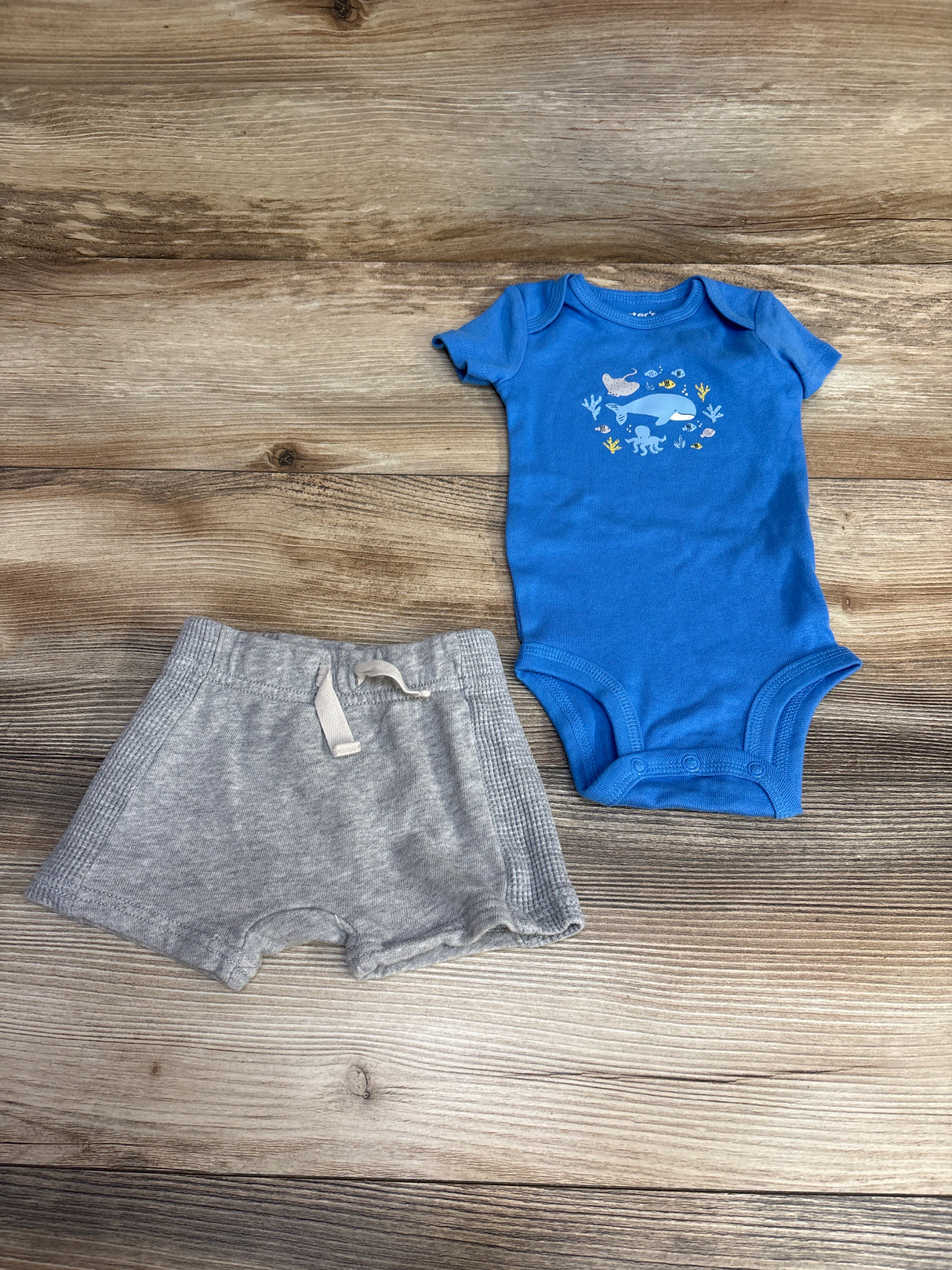 Just One You 2pc Bodysuit & Shorts Blue sz 3m