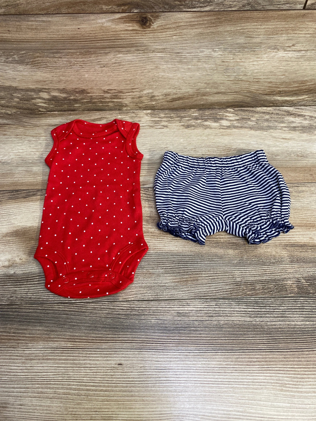 Just One You 2pc Polka Dot Bodysuit & Shorts Red sz Newborn