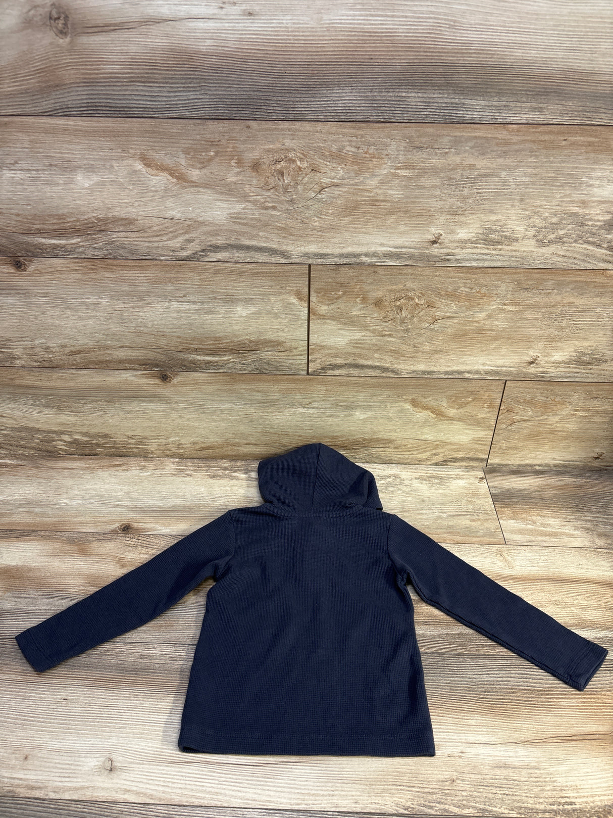 Pekkle Waffle Knit Hooded Henley Shirt Navy sz 3T